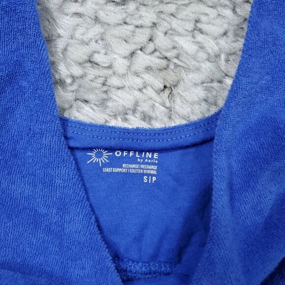 Aerie Offline Recharge Summer Lights Terry Sports Bra Size Small Blue Unlined - Picture 4 of 5